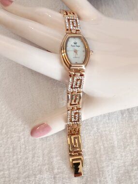 NEW Ladies Wrist Watch Premier Designs Jewelry Gold Plated w Crystals & Box